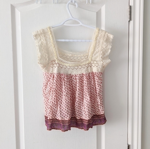 FOREVER 21 square neck 100% viscose lace boho top shirt size Medium NEW @C - Picture 3 of 8